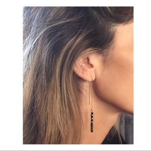 Black sterling silver earrings u cable chain drop